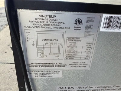 Used VINOTEMP VTBC108L01SS Bottle Coolers Michigan US | Miedema Asset Management Group #1437299