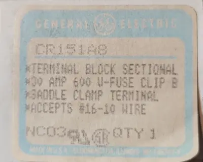 GE CR151A8 Terminal Block Sectional 30A 600 U-fuse clip B. Loc4D31
