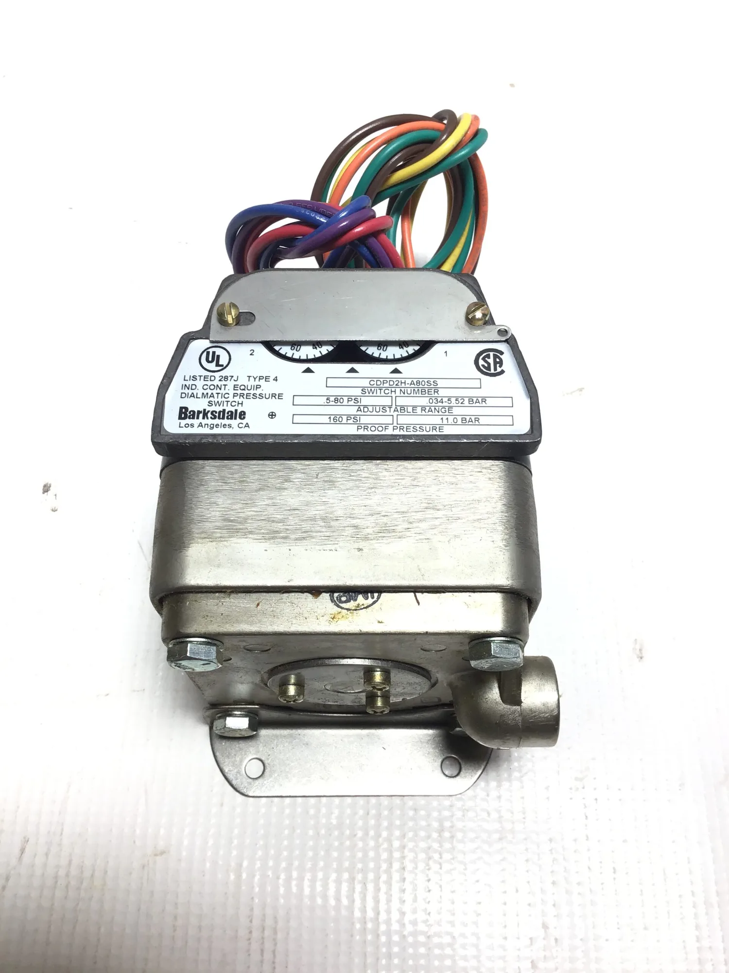 Barksdale CDPD2H-A80SS Dialmatic Pressure Switch Type 4 Proof Pressure 160PSI 11Bar