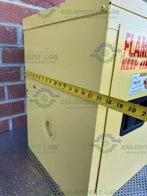 USED SECURALL 4 GALLON FLAMMABLE LIQUID STORAGE CABINET W/ SOFT CLOSE DOOR, SHELVES