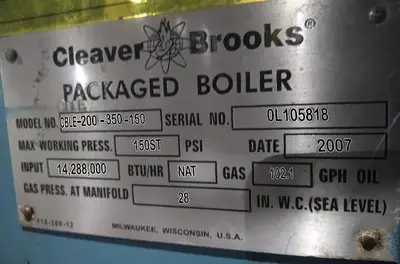 USED 2007 CLEAVER BROOKS CBLE-200-350-150