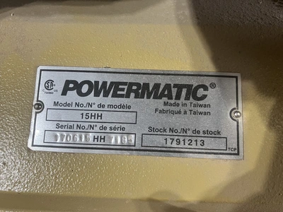 USED POWERMATIC 15 HH PLANER