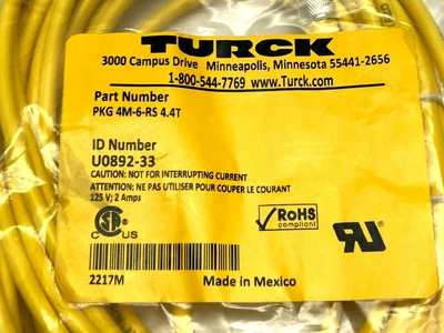 NEW TURCK DOUBLE ENDED CORDSET M8 TO M12 U0892-33