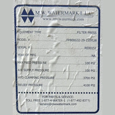 M.W Water Mark Plate Filter Press