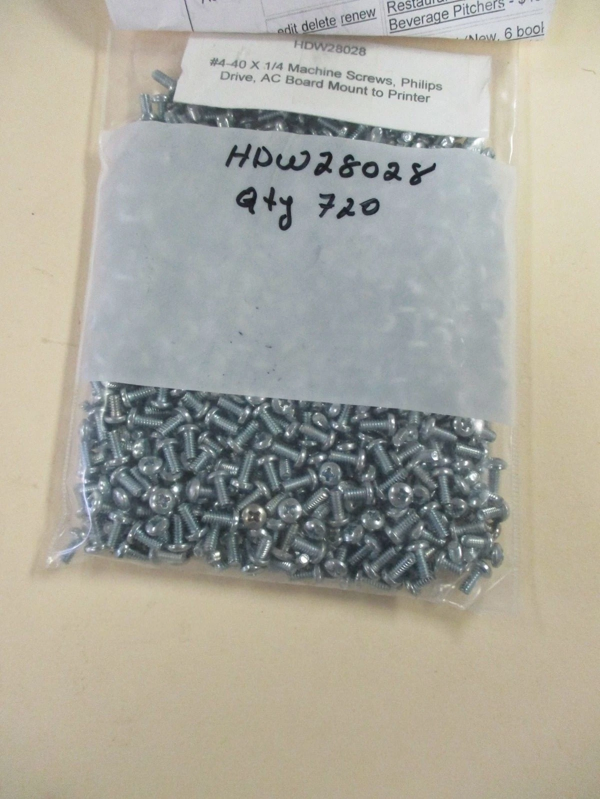 New #4-40X1/4" Machine Screw Phillips Machine Screws (QTY 720)