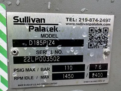 Used 2022 SULLIVAN PALATEK D185 Air Compressors, Portable Minnesota US | Carco Truck & Equipment #1514188
