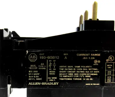 ALLEN BRADLEY 193-BSB12 OVERLOAD RELAY 193BSB12 NEW SURPLUS