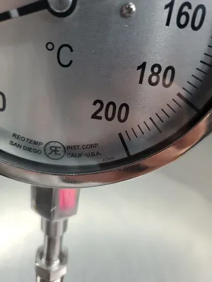 REOTEMP 62395A 0-200°C Thermometer, 5" FACE, 8-3/4" STEM 6D-8