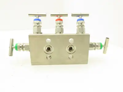Parker DS5DBB9 Hydraulic Stainless Valve Manifold 5-Port 1/4" 1/2"NPT