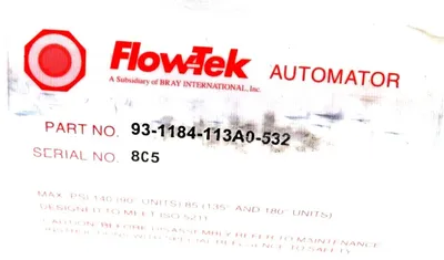 NEW BRAY FLOW-TEK 93-1184-113A0-532 PNEUMATIC ACTUATOR 931184113A0532