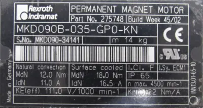 REFURBISHED REXROTH MKD090B-035-GP0-KN SERVO MOTOR MKD090B035GP0KN
