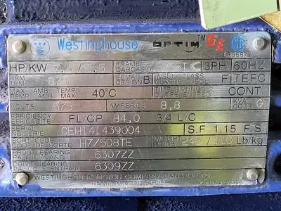 7.5 hp, 575 volts, 870 rpm, 256T, Electric Motor