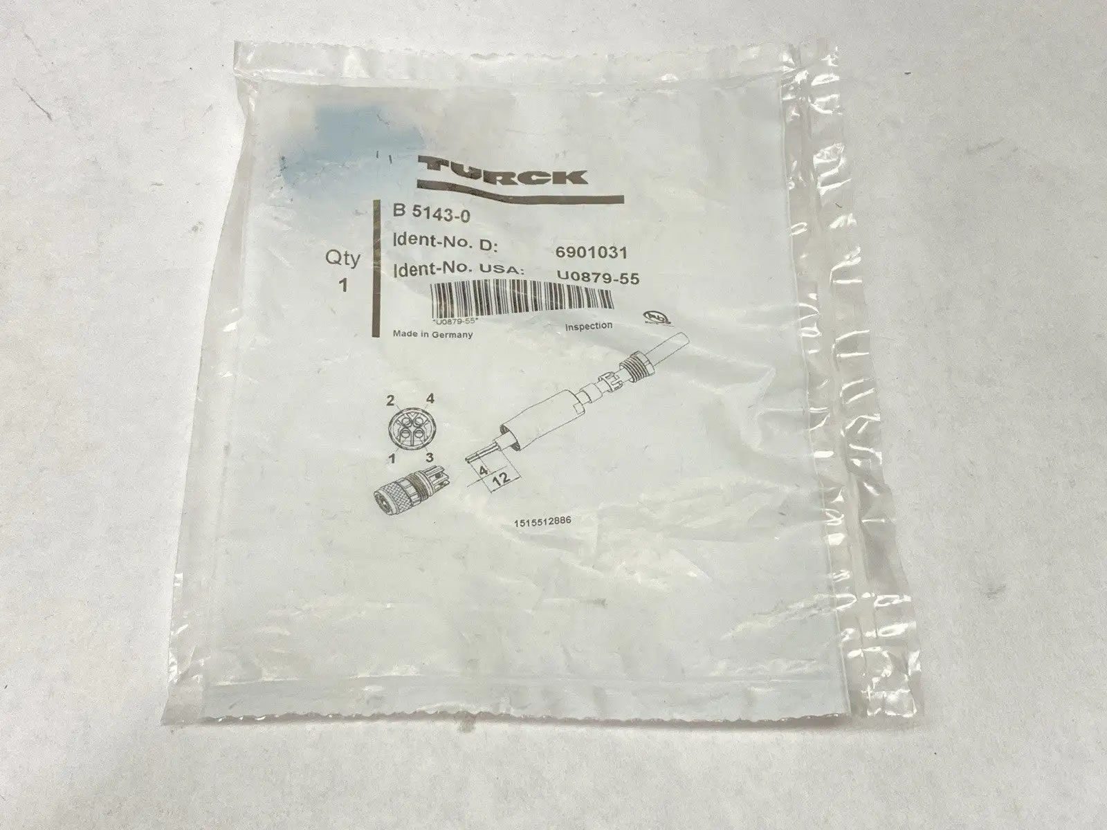 New | in-Stock Turck Field Wireable Connector Female M8 4-Pin U0879-55 Electrical Fittings Michigan US | Maverick Industrial Sales #1400707