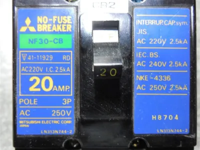 Mitsubishi NF30-CB No-Fuse Circuit Breaker 20 Amps 250VAC Used