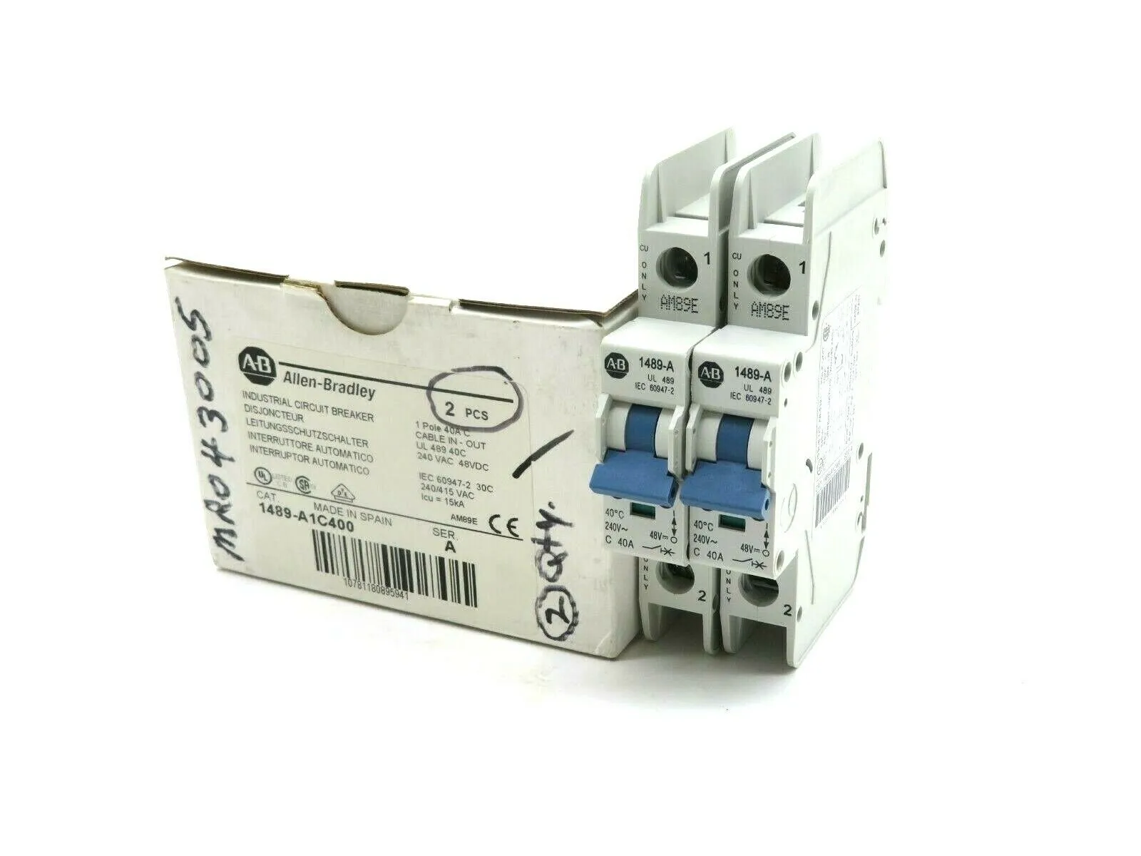 NEW 2 PCS. ALLEN BRADLEY 1489-A1C400 CIRCUIT BREAKER SERIES A 1489A1C400
