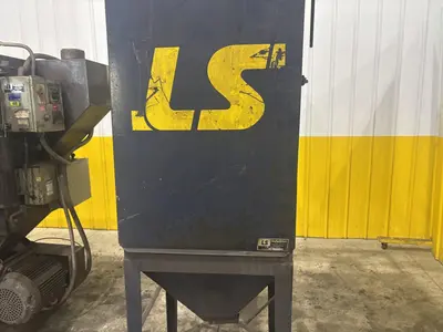 LS INDUSTRIES BARREL TYPE TUMBLE BLAST MACHINE & DUST COLLECTOR: YOBRO #24013