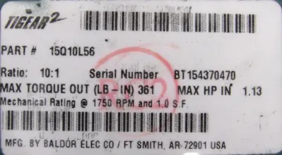 NEW DODGE 15Q10L56 GEAR REDUCER 10:1