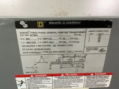 Used SQUARE D 45T96H Distribution Transformers Ohio US | HGR 24 #1455451