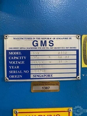 Used 2002 GMS GMV 3013 Power Squaring Shears (Inch) Georgia US | The Equipment Hub #1300290