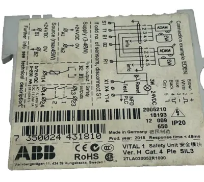 USED ABB 2TLA020052R1000 EXPANSION RELAY