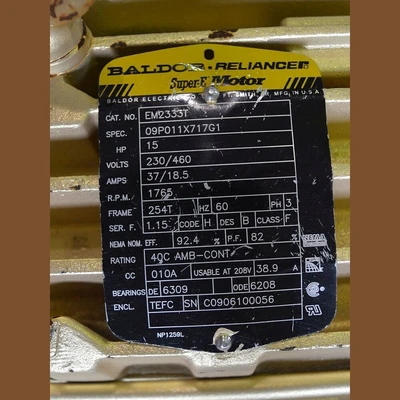 Baldor Super-E 15 hp Motor