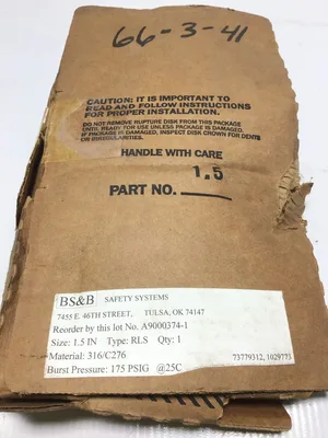 BS&B Safety System A9000374-1 Rupture Disk 1/5″ 175 PSIG @25C Type RLS