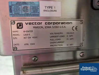 USED Vector Vector Coating Pan, LDCS-5, S/S