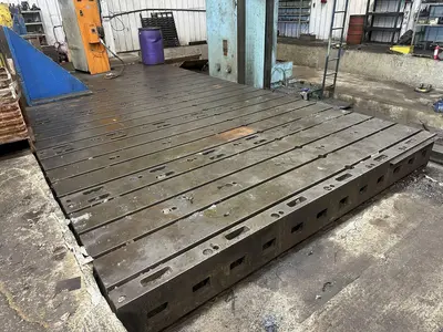 12' X 12' X 14" STEEL T-SLOTTED FLOOR PLATE: STOCK #23497