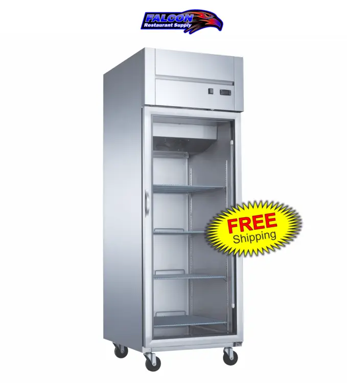 New | in-Stock Dukers New Dukers D28AR-GS1 Top Mount Single Glass Door Commercial Reach-in Refrigerator Refrigerators Illinois US | Falcon Restaurant Supply #1376408