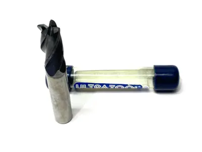 USED ULTRA TOOL 12MM 4 FLUTE SQUARE END 30° HELIX CARBIDE END MILL, 25MM LOC