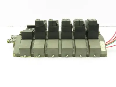 Rexroth Aventics 6-Station Manifold Pneumatic Directional Solenoid Valve Bank