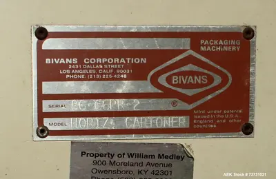 Used BIVANS 66 SN 86-6 Cartoners Horizontal Load - Semi Auto Manual Load Illinois US | Aaron Equipment #1515474