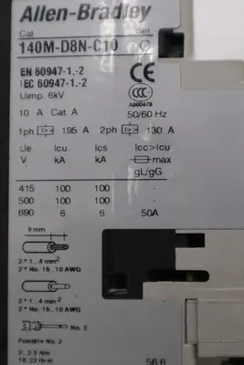 ALLEN BRADLEY 140M-D8N-C10 / 140MD8NC10 (USED) LOT OF TWO UNITS STOCK K-435-A
