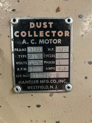 3607-550 Baldor 1 HP, Double End Buffing Unit with Handler Dust Collector Base