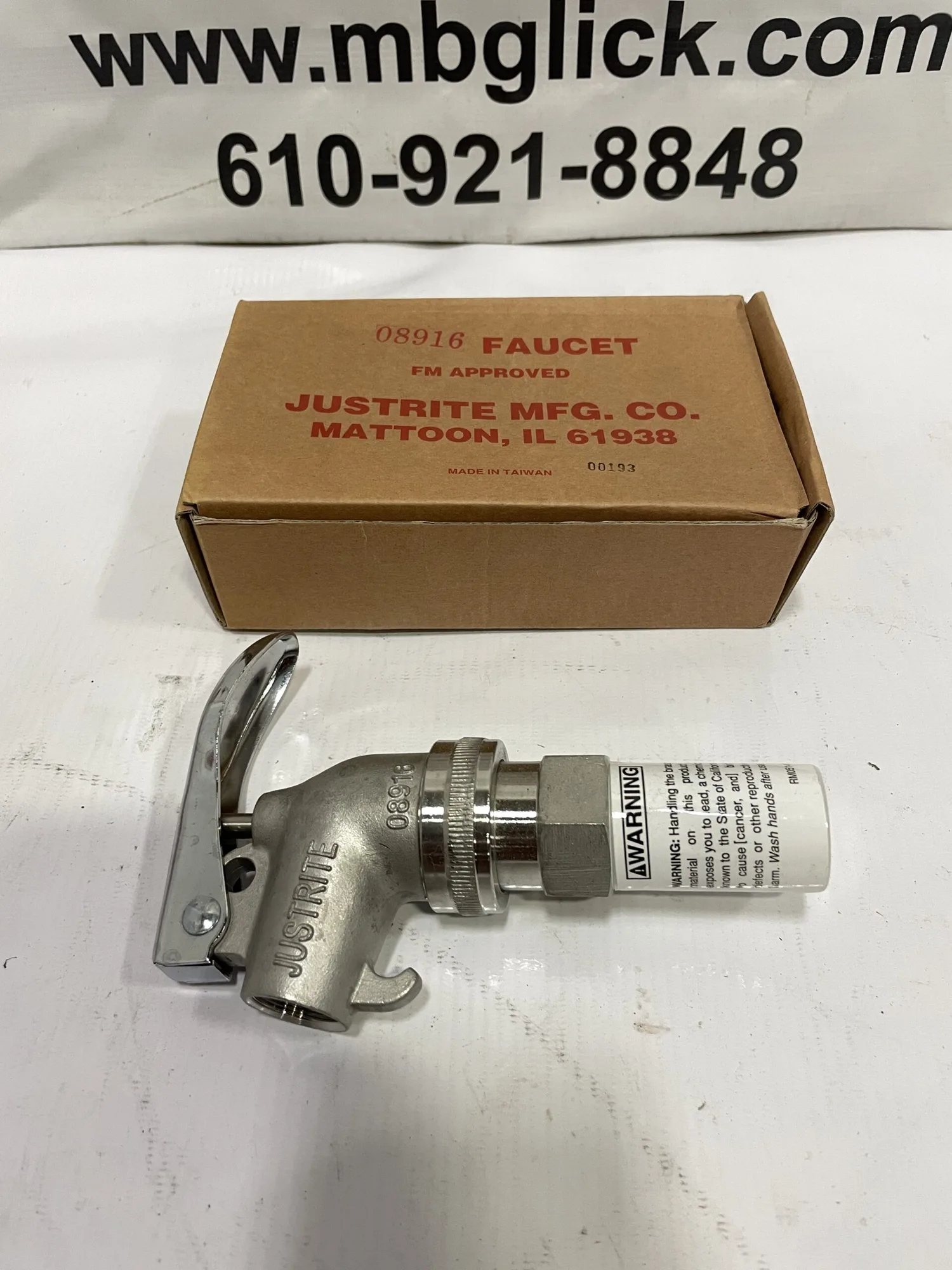 Justrite 08916 Adjustable Stainless Steel Safety Drum Faucet 3/4” -NIB
