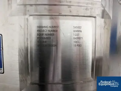 USED Feldmeier 100 Liter Feldmeier Reactor, 316 S/S, 50/120#