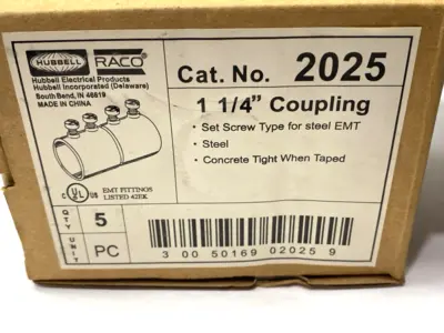 New | in-Stock Hubbell Raco EMT Set-Screw Coupling 1-1/4" LOT OF 3 Electrical Fittings Michigan US | Maverick Industrial Sales #1395710