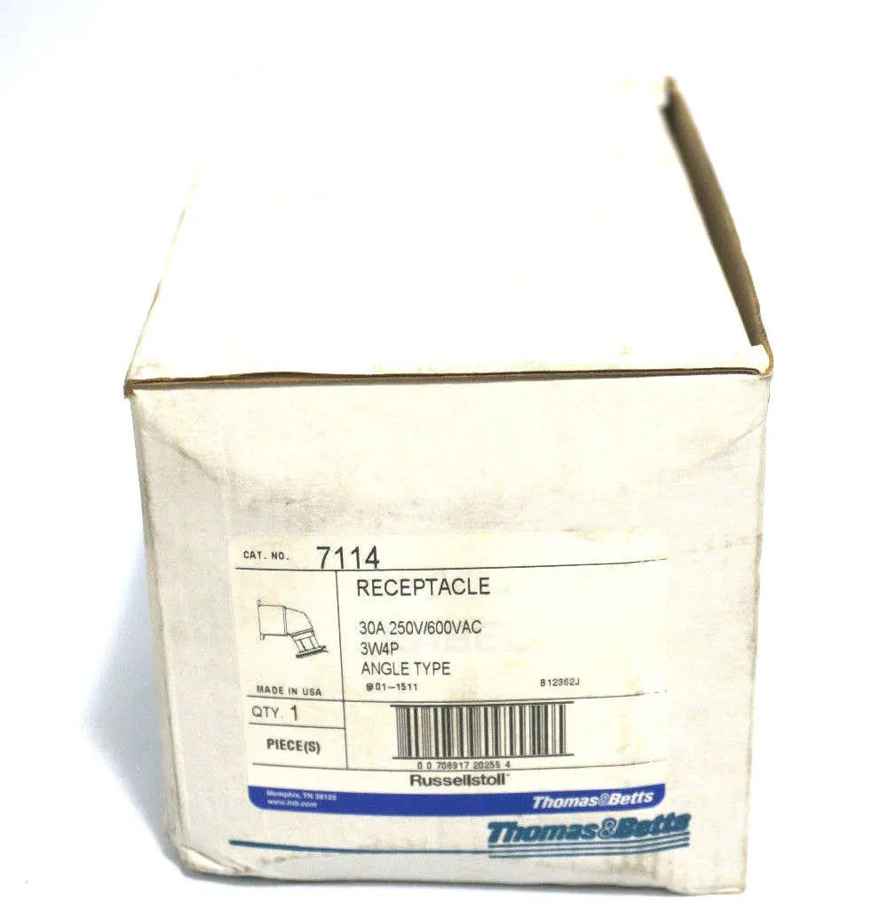 NEW THOMAS & BETTS 7114 RECEPTACLE 30A 205V 3W4P