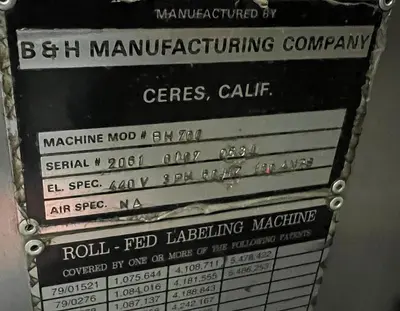USED 2016 B&H LABELING SYSTEMS BH-700