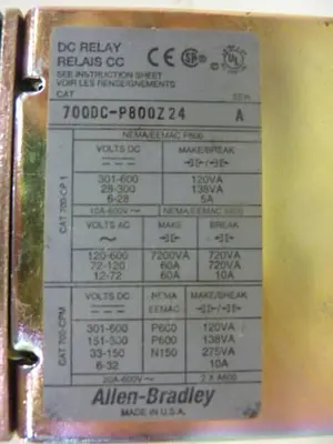 USED ALLEN BRADLEY 700DC-P800Z24 SER A