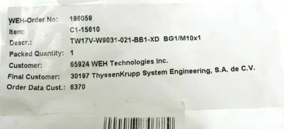 NEW WEH C1-15610 TW17V-W9031-021-BB1-XD FAST CONNECTOR C115610