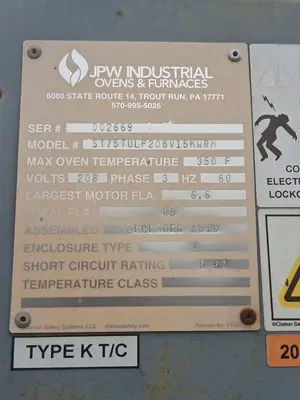 Used 2020 JPW ST75TULP Ovens California US | TNT Industrial #1292252