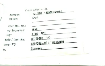 NEW WELLE 1017488 / B05801020102 STAINLESS STEEL SHAFT 16NE