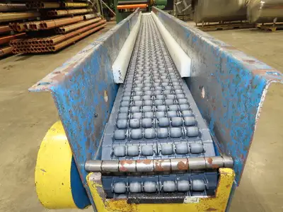 New London Engineering 8"x 12' Plastic Roller Belt Accumulating Conveyor 30 FPM