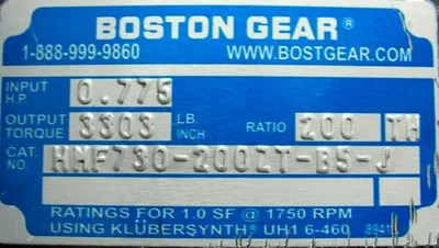 NEW BOSTON GEAR HMF730-200ZT-B5-J SPEED REDUCER RATIO 200:1 569979A