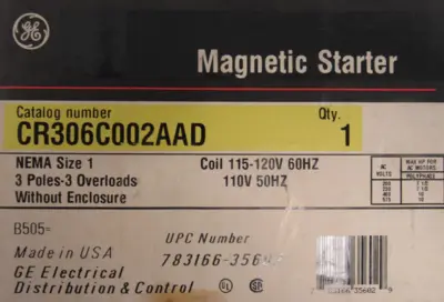 NEW GE CR306C002AAD MAGNETIC STARTER 3-POLE SIZE 1