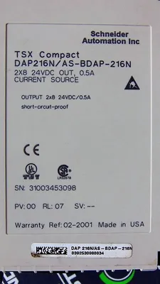 AEG Modicon DAP216N/AS-BDAP-216N Output Module PV:00 RL:07 SV:-- Used
