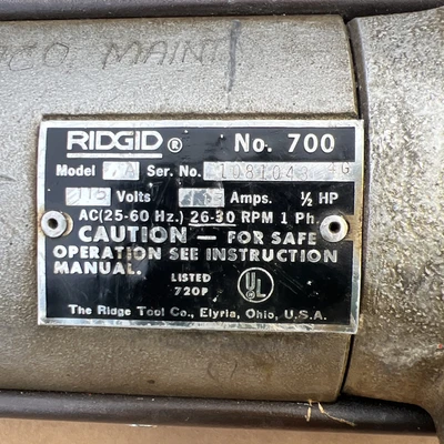 Used RIDGID RIDGID 700 Misc Industrial Equipment California US | Davliegogo LLC #1709976