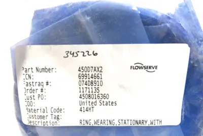LOT OF 2 NEW FLOWSERVE 450D7AX2 STATIONARY WEARING RING