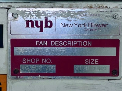New York Blower Size 2108 ALUM 20 HP